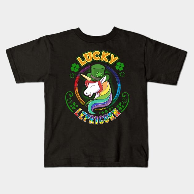 Lucky Lepricorn St. Patrick Kids Shirt Kids T-Shirt by KsuAnn